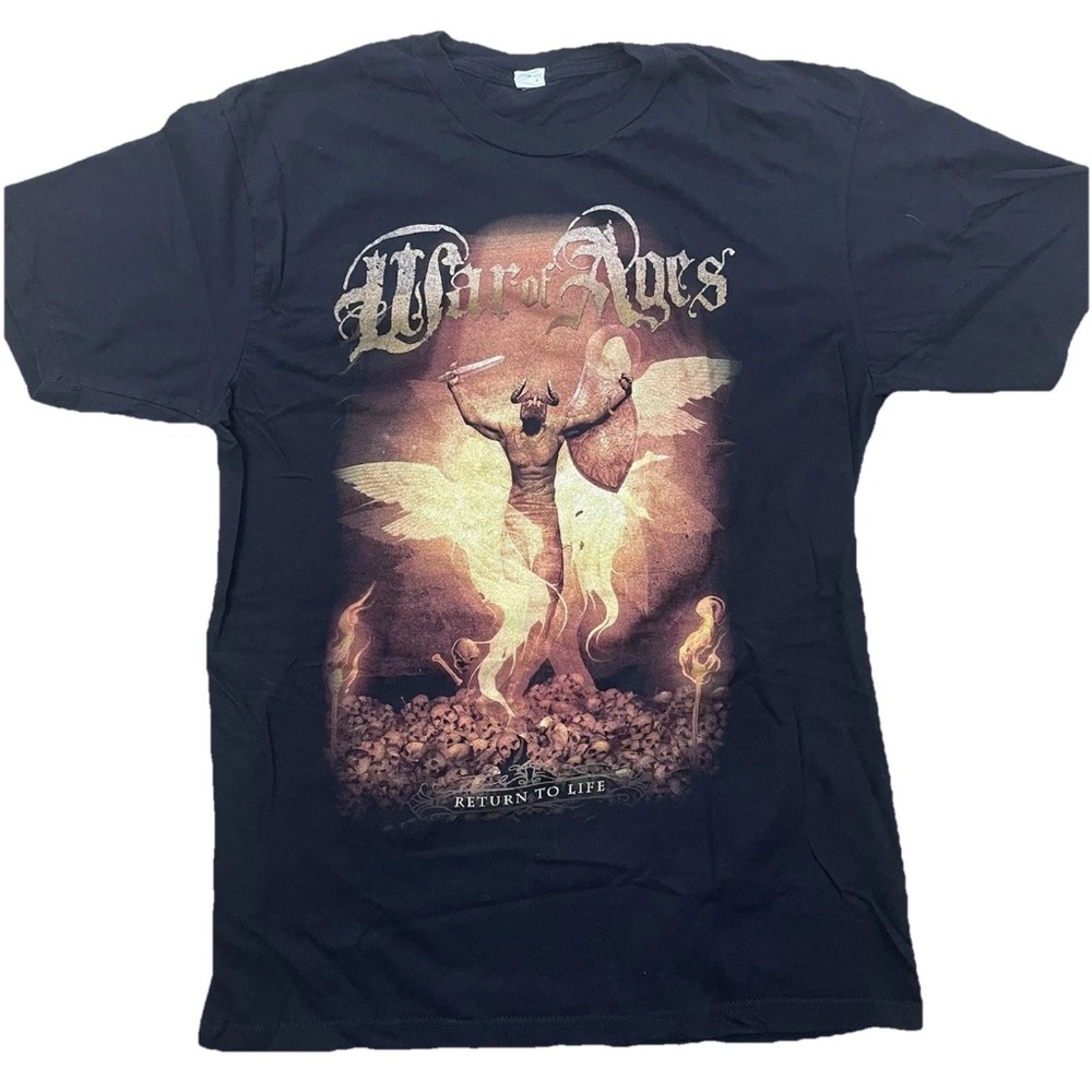 War Of Ages Tee Y2K Metal Band Hardcore Black T Shirt Size Medium Return To Life